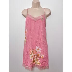 Nordstrom Lingerie Dusty Pink Lily Floral Lace Trim Slip Dress